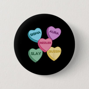 Valentine's Day Shirt Rizzler Candy Heart Middle S 6 Cm Round Badge