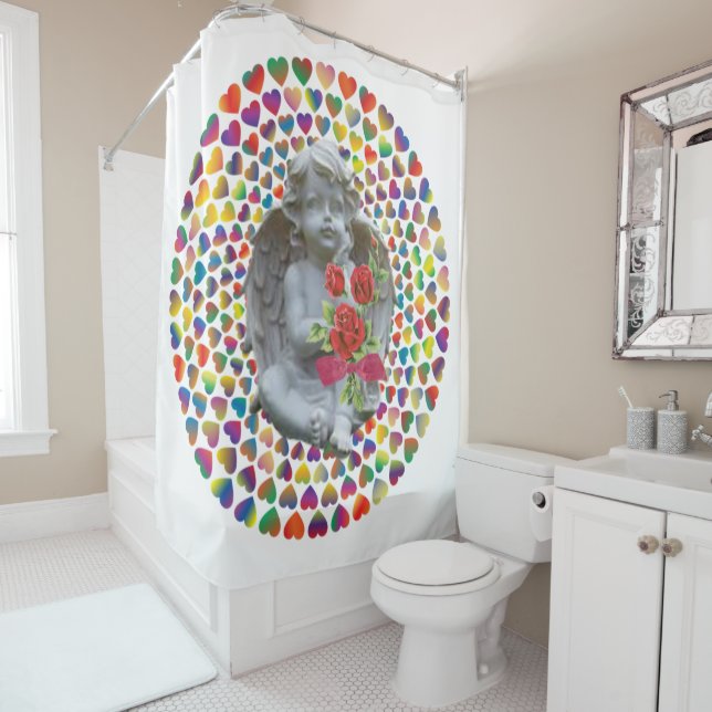 Valentine's Day Shower Curtain, Angel Curtain (In Situ)