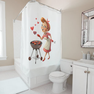 Valentine's Day Shower Curtain, Cooking LoveHearts Shower Curtain