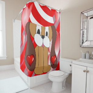 Valentine's Day Shower Curtain, Dog Curtain