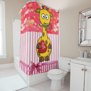 Valentine's Day Shower Curtain, Giraffe Curtain