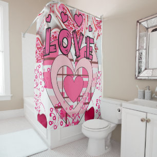 Valentine's Day Shower Curtain, Love Curtain