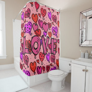 Valentine's Day Shower Curtain, Love Curtain
