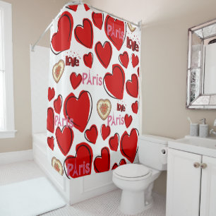 Valentine's Day Shower Curtain, Paris France Curtain