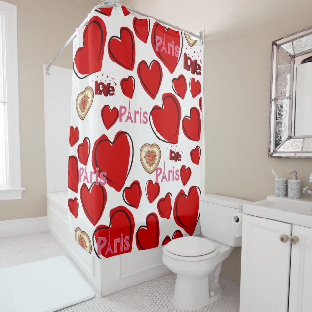 Valentine's Day Shower Curtain, Paris France Shower Curtain (In Situ)