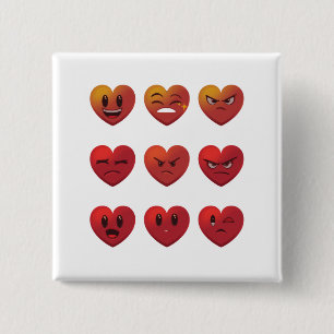 Valentines Day Silly Faces Hearts Funny 15 Cm Square Badge
