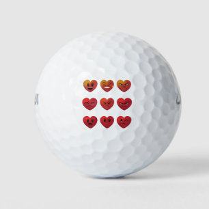 Valentines Day Silly Faces Hearts Funny Golf Balls