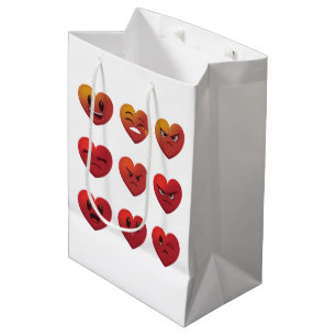 Valentines Day Silly Faces Hearts Funny Medium Gift Bag