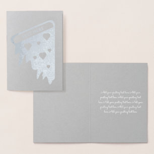 Valentines Day Silver Grey Pizza Foil Card