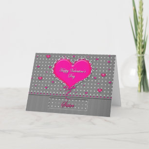 Valentine's Day - Sister - Grey/Pink/Polka Dot Holiday Card