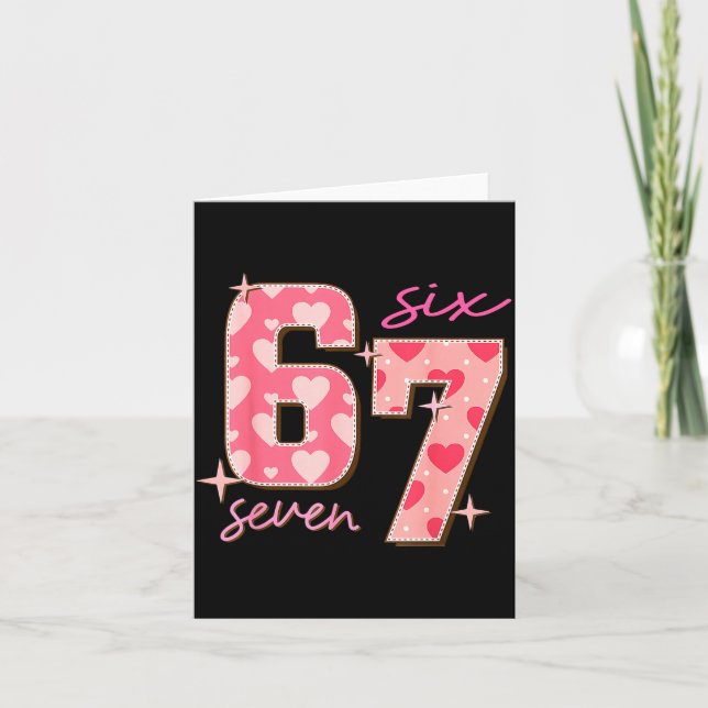 Valentines Day Six Seven 67 Meme 6 7 Heart Boys Gi Card (Front)