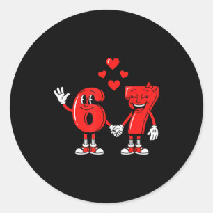 Valentine's Day Six Seven Hearts 6 7 Meme Gen Alph Classic Round Sticker
