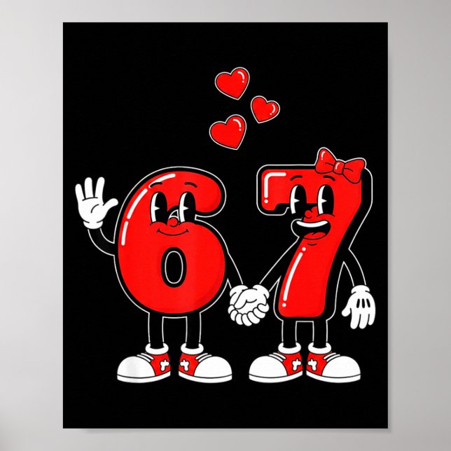 Valentine's Day Six Seven Hearts 6 7 Meme Gen Alph Poster (Front)