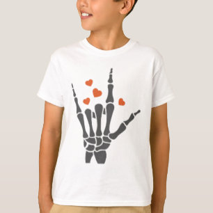 Valentines Day Skeleton Hand Love Pocket Design Fo T-Shirt