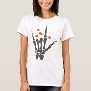 Valentines Day Skeleton Hand Love Pocket Design Fo T-Shirt