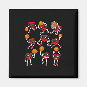 Valentines Day Sketll Heart Dunking Dribbling Boys Magnet