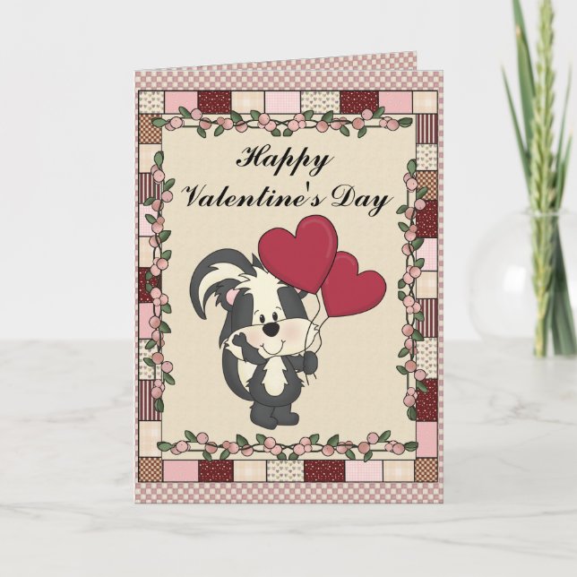 Valentine's Day skunk greeting card (Front)