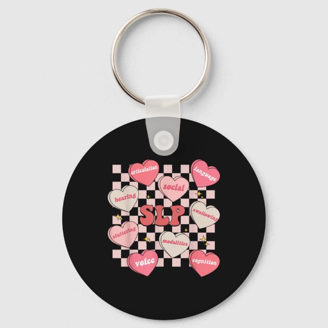Valentines Day Slp Candy Heart Speech Therapy Sped Key Ring (Front)