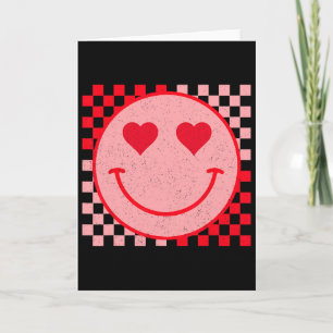 Valentines Day Smile Face Smiling Checkered Patter Card