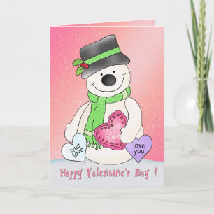 Valentine's Day Snowman Greeting Card