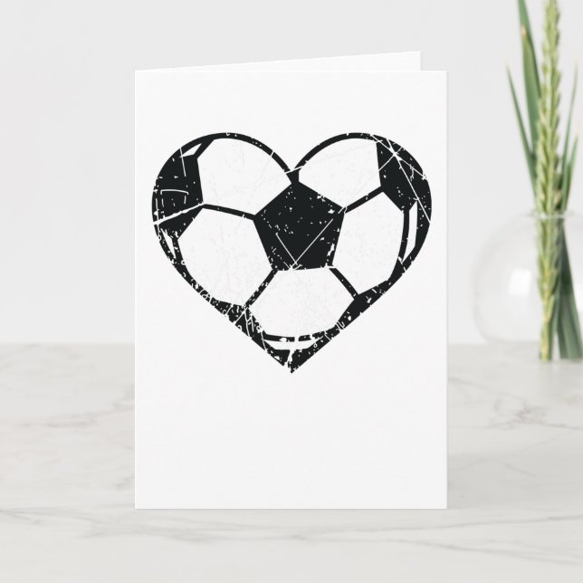 Valentines Day Soccer Ball Heart Grunge Men Women Card (Front)