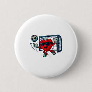 Valentines Day Soccer Goalkeeper Funny Heart Boys  6 Cm Round Badge