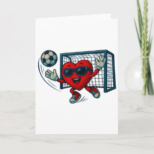 Valentines Day Soccer Goalkeeper Funny Heart Boys Card