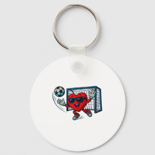 Valentines Day Soccer Goalkeeper Funny Heart Boys  Key Ring