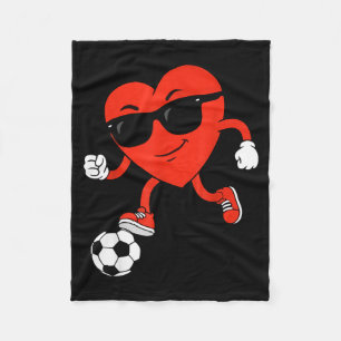 Valentine's Day Soccer Heart Playing Graphic Art Fleece Blanket