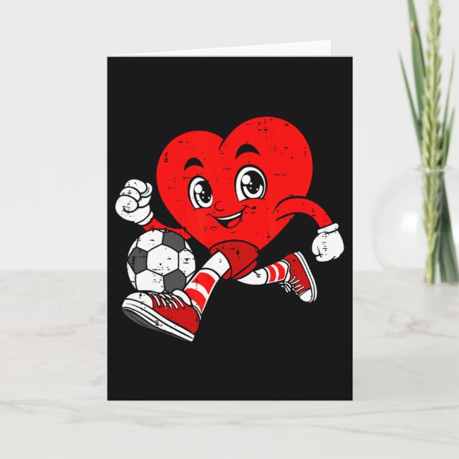 Valentine's Day Soccer Player Heart Sports Men Wom Card (Front)