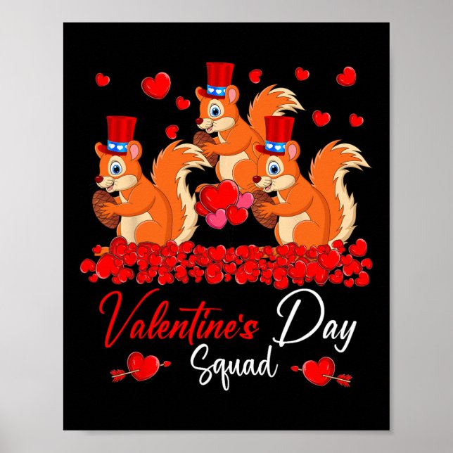 Valentine's Day Squad Three Cute Squirrels Zoo Ani Poster (Front)