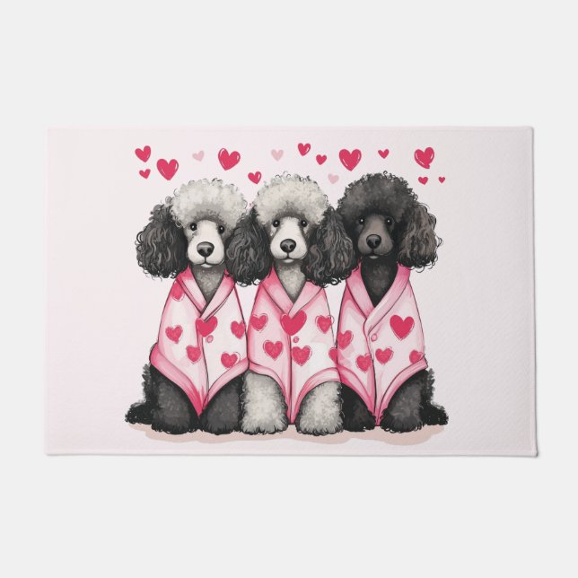 Valentines Day Standard Poodle Dogs Doormat (Front)