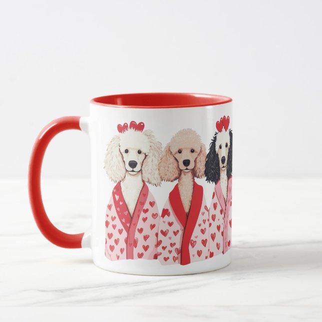 Valentines Day Standard Poodle Dogs Mug (Left)