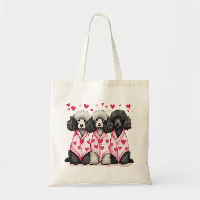 Valentines Day Standard Poodle Dogs Tote Bag (Front)
