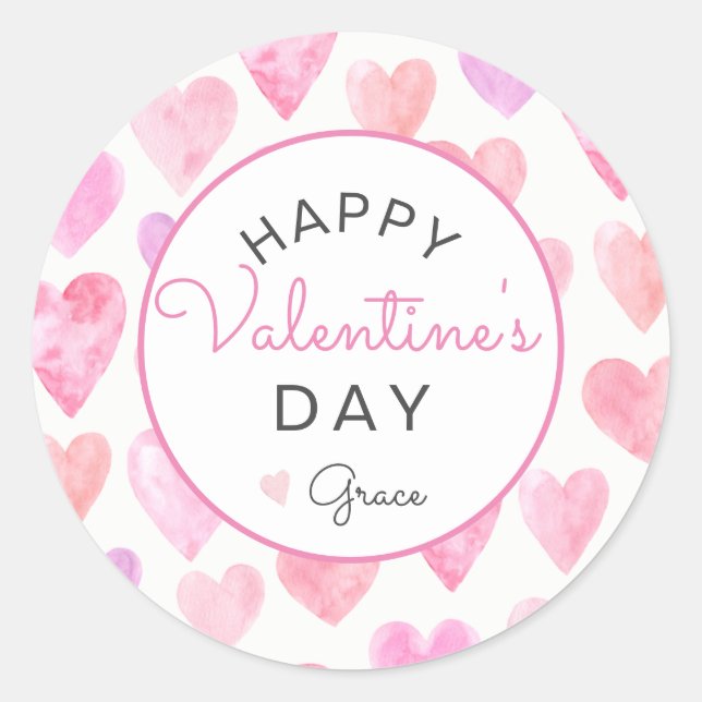 Valentine's Day Sticker, Heart Sticker, Classic Round Sticker (Front)