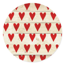Valentines Day Sticker with Hearts on Wood
