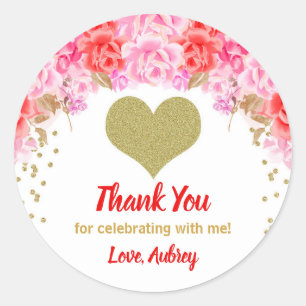 Valentines day stickers, Heart birthday favour Classic Round Sticker