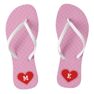 Valentine's Day Stitched Heart Initials/Text Jandals