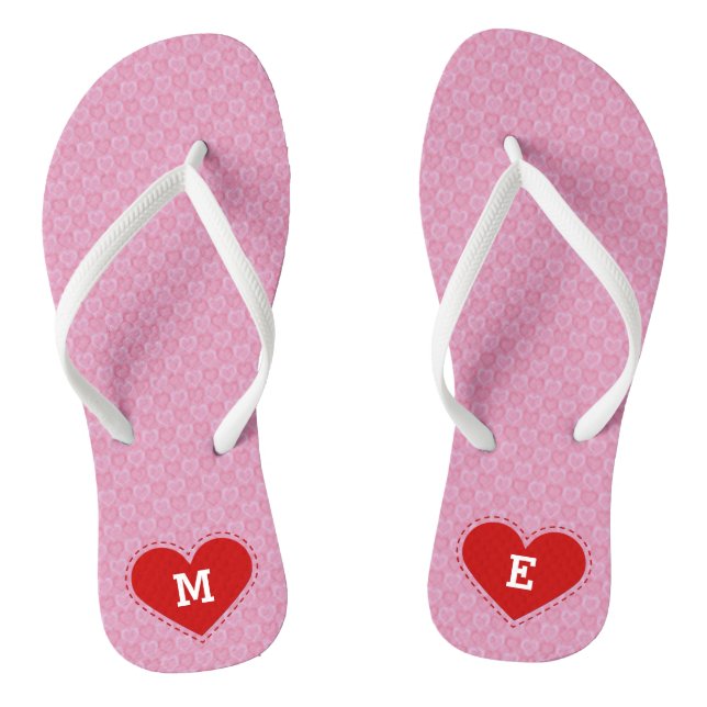 Valentine's Day Stitched Heart Initials/Text Jandals (Footbed)