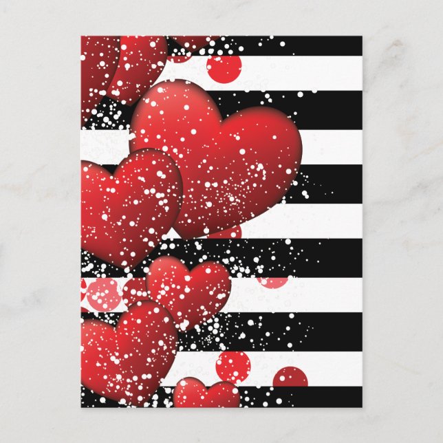 Valentine's Day striped luxury Holiday Postcard (Front)