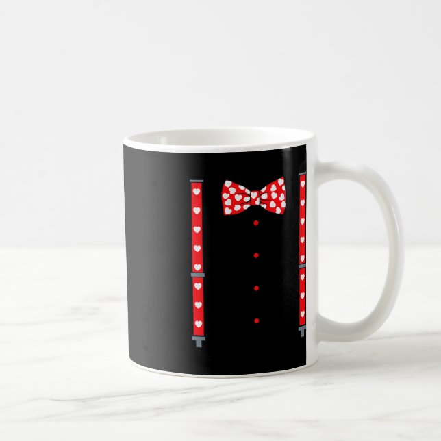 Valentines Day Suspenders And Hearts Bow Tie Boys  Coffee Mug (Right)