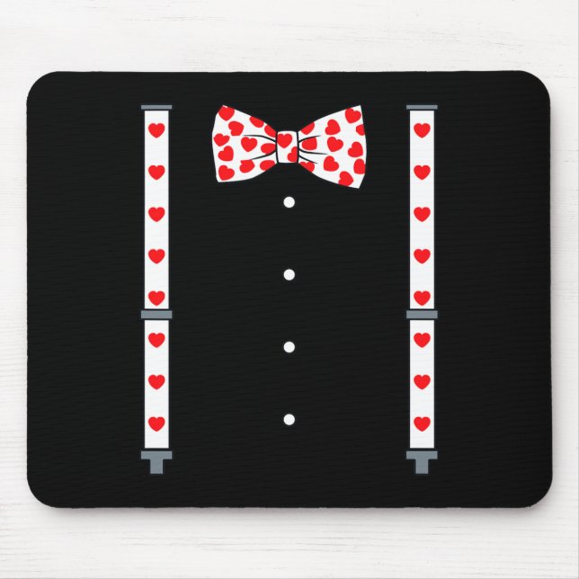 Valentines Day Suspenders And Hearts Bow Tie Boys  Mouse Pad (Front)