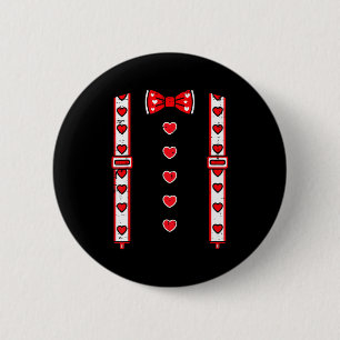 Valentines Day Suspenders Bow Tie Hearts Cute Boys 6 Cm Round Badge