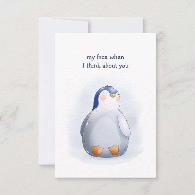 Valentine's Day Sweet Cute Baby Penguin Card (Front)