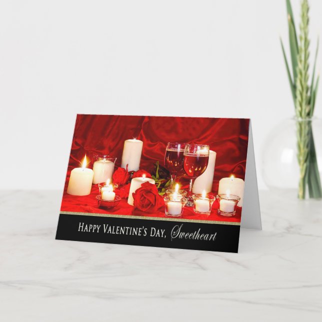 Valentine's Day - Sweetheart - Wine and Roses Holiday Card (Front)