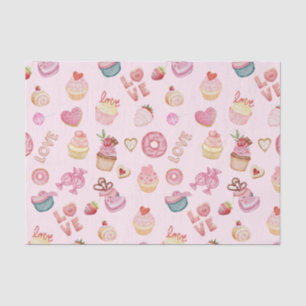 Valentine's Day Sweets and Cupcakes Pink Tissue Paper