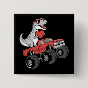 Valentine's Day T Rex Dinosaur Riding Monster Truc 15 Cm Square Badge