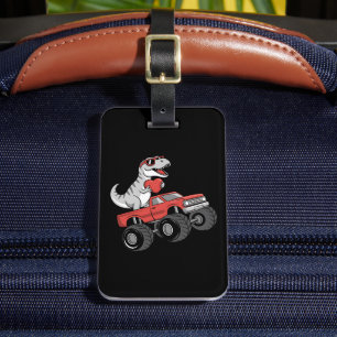 Valentine's Day T Rex Dinosaur Riding Monster Truc Luggage Tag