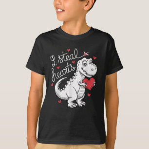 Valentines Day T Rex Dinosaur Stealing Hearts T-Shirt