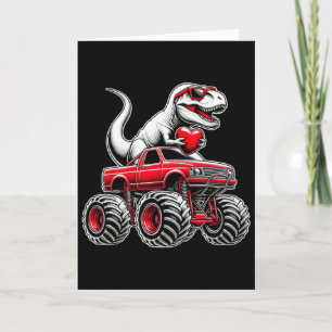 Valentines Day T Rex Riding Monster Truck Funny Bo Card